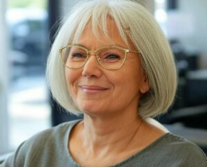 coupe de cheveux femme 60 ans avec lunettes