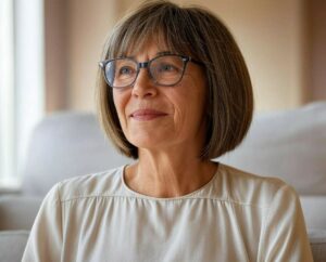 coupe de cheveux femme 60 ans avec lunettes